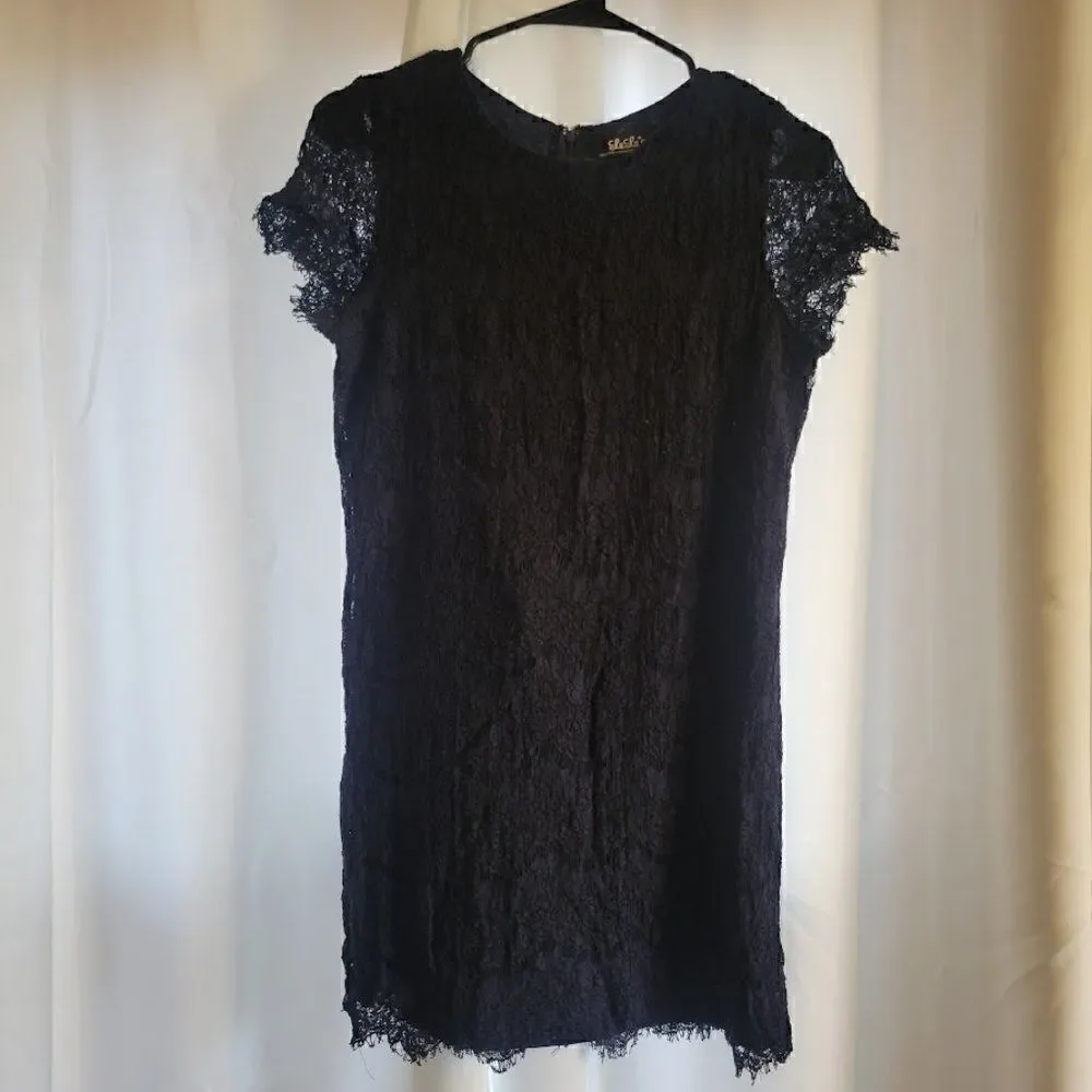 Lulus Take me to Brunch Navy Blue Lace Shift Dress M